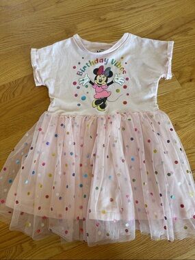 Disney Pink Minnie Mouse 'Birthday Vibes' Polka Dot Tulle Dress